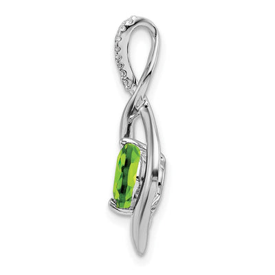 14K White Gold Peridot and Diamond Pendant, 24.6 x 11.35mm