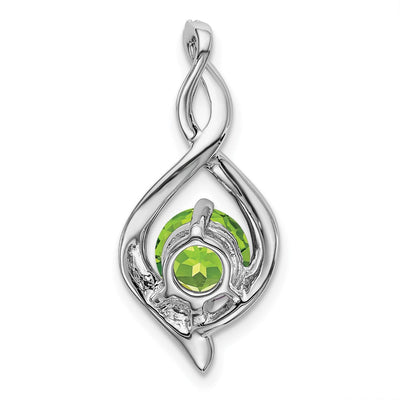 14K White Gold Peridot and Diamond Pendant, 24.6 x 11.35mm