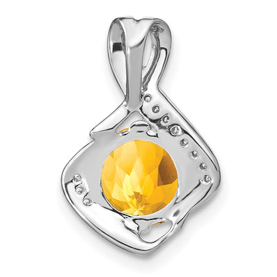 14K White Gold Citrine and Diamond Pendant, 19.3 x 13.2mm
