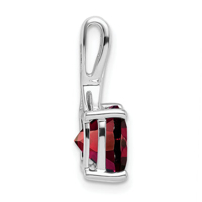 14K White Gold Cushion Garnet and Diamond Pendant, 18 x 8.2mm