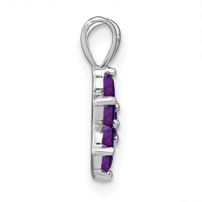 14K White Gold Amethyst Floral Pendant