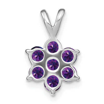 14K White Gold Amethyst Floral Pendant