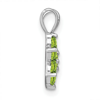 14K White Gold Peridot Floral Pendant