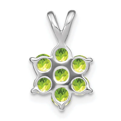 14K White Gold Peridot Floral Pendant
