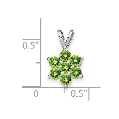 14K White Gold Peridot Floral Pendant