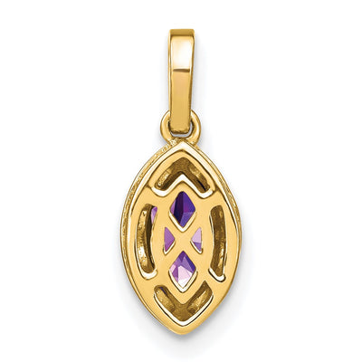 14K Marquise Amethyst and Diamond Pendant