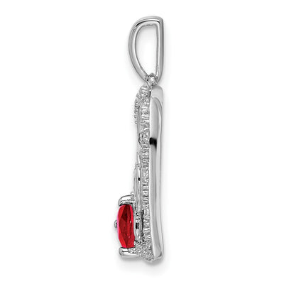 14K White Gold Ruby and Diamond MOM Heart Pendant