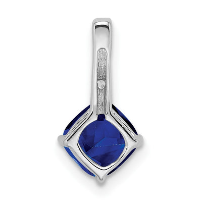 14K White Gold Cushion Sapphire and Diamond Pendant