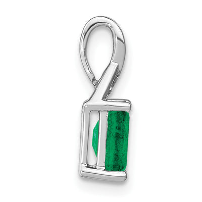 14K White Gold Rectangle Emerald and Diamond Pendant, 15.75 x 5.9mm
