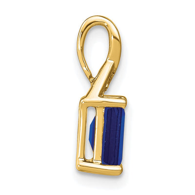 14K Emerald-shape Sapphire and Diamond Pendant