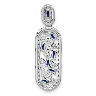 14K White Gold Octagon Sapphire and Diamond Oval Chain Slide