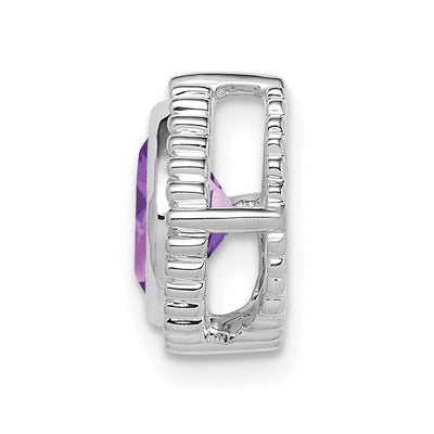14K White Gold Cushion Amethyst Chain Slide
