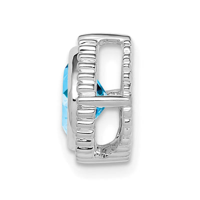 14K White Gold Cushion Blue Topaz Chain Slide