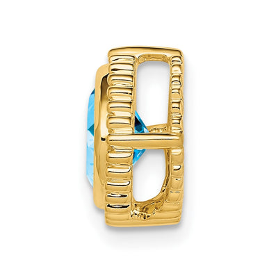 14K Cushion Blue Topaz Chain Slide
