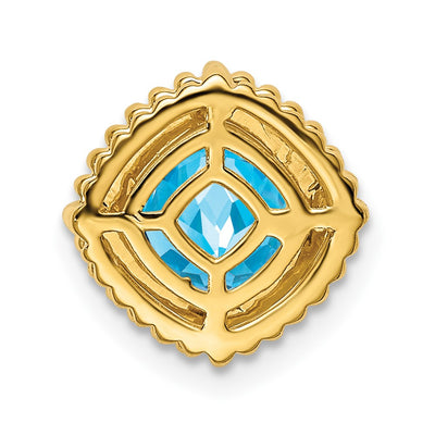 14K Cushion Blue Topaz Chain Slide
