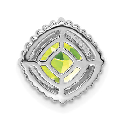 14K White Gold Cushion Peridot Chain Slide