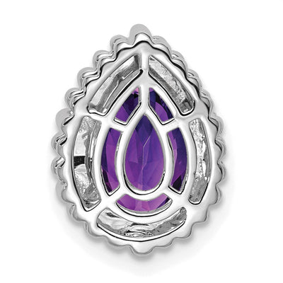 14K White Gold Pear Amethyst Chain Slide