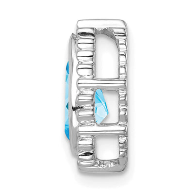 14K White Gold Pear Blue Topaz Chain Slide