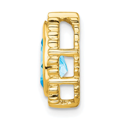 14K Pear Blue Topaz Chain Slide