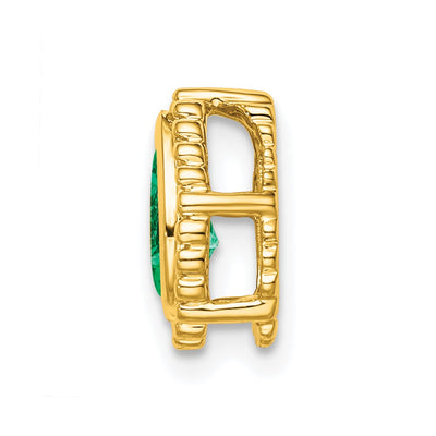 14K Pear Emerald Beaded Edge Chain Slide