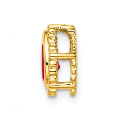 14K Pear Ruby Beaded Edge Chain Slide