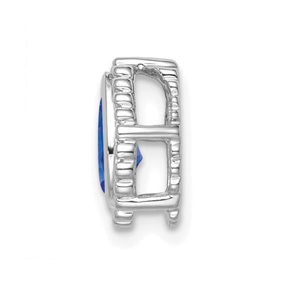 14K White Gold Pear Sapphire Beaded Edge Chain Slide