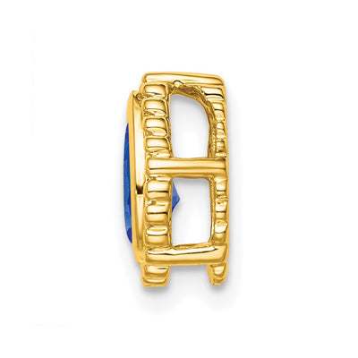 14K Pear Sapphire Beaded Edge Chain Slide