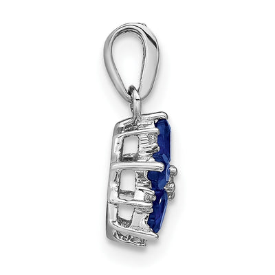14K White Gold Sapphire and Diamond Floral Pendant, 16.5 x 8.9mm