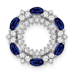 14k White Gold Marquise Sapphire and Diamond Circle Chain Slide (Style PM7210-SA-052-WA)