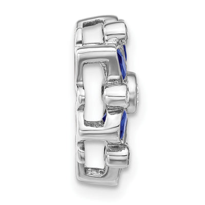 14K White Gold Pear and Marquise Sapphire and Diamond Chain Slide