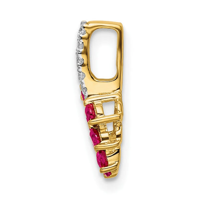 14K Ruby and Diamond Leaf Chain Slide