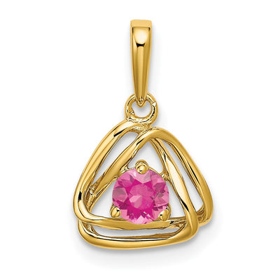 14K Pink Tourmaline Triangle Pendant