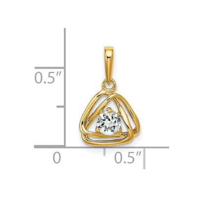14K White Topaz Triangle Pendant