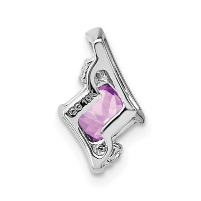 Sterling Silver Antique Cushion Amethyst and Diamond Pendant