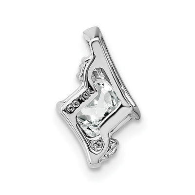 Sterling Silver Antique Cushion White Topaz and Diamond Pendant