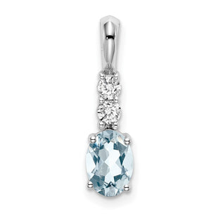 14K White Gold Oval Aquamarine and Diamond Pendant (Style PM7406-AQ-013-WA)