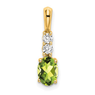 14k Oval Peridot and Diamond Pendant (Style PM7406-PE-013-YA)