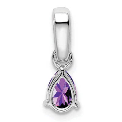 14K White Gold Pear Amethyst and Diamond Pendant, 16.3 x 4.5mm
