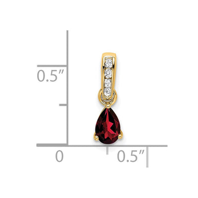 14K Pear Garnet and Diamond Pendant, 16.3 x 4.5mm