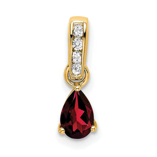 14k Pear Garnet and Diamond Pendant (Style PM7409-GA-005-YA)