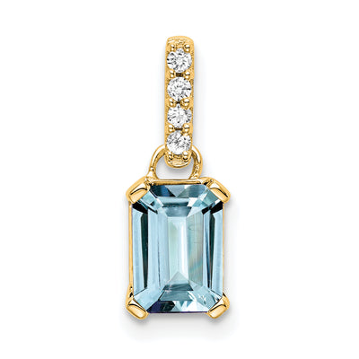 14K Aquamarine and Diamond Pendant
