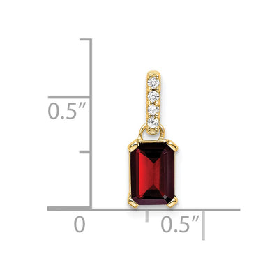 14K Garnet and Diamond Pendant, 15.9 x 5.5mm