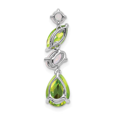 14K White Gold Peridot and Opal Chain Slide