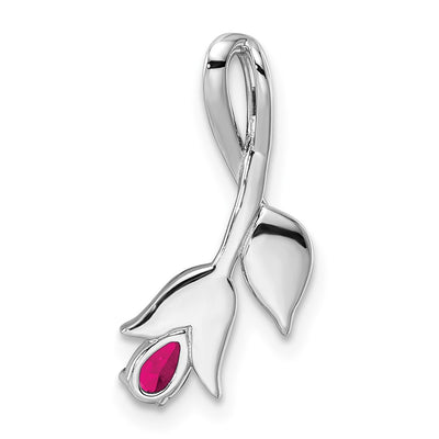 14K White Gold Ruby and Diamond Floral Chain Slide