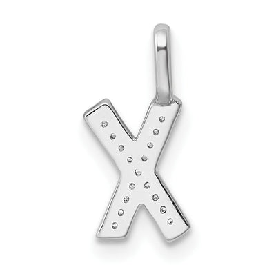 14K White Gold Diamond Letter X Initial Pendant, 15.16 x 5.68mm