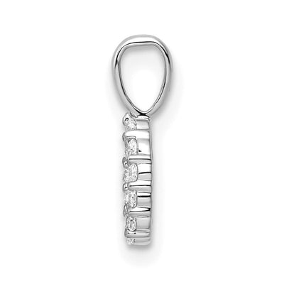 14K White Gold Diamond Number 0 Pendant, 12.99 x 4.81mm