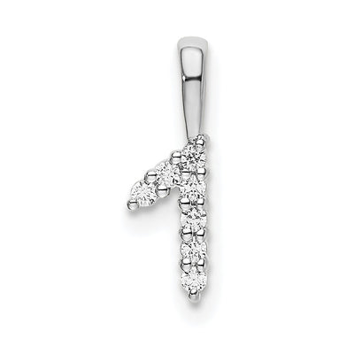 14K White Gold Diamond Number 1 Pendant, 13 x 4.08mm