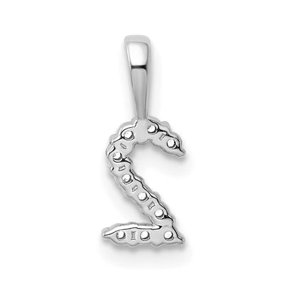 14K White Gold Diamond Number 2 Pendant, 13.08 x 4.91mm