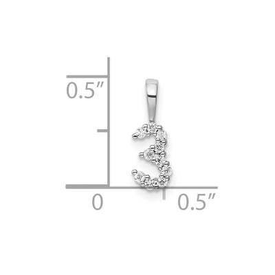 14K White Gold Diamond Number 3 Pendant, 12.86 x 4.77mm