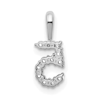 14K White Gold Diamond Number 5 Pendant, 13.53 x 5.13mm